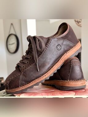 Dr. Martens Vintage 11672 Brown Leather Canvas Chunky Oxford Shoes EU 39 US W8